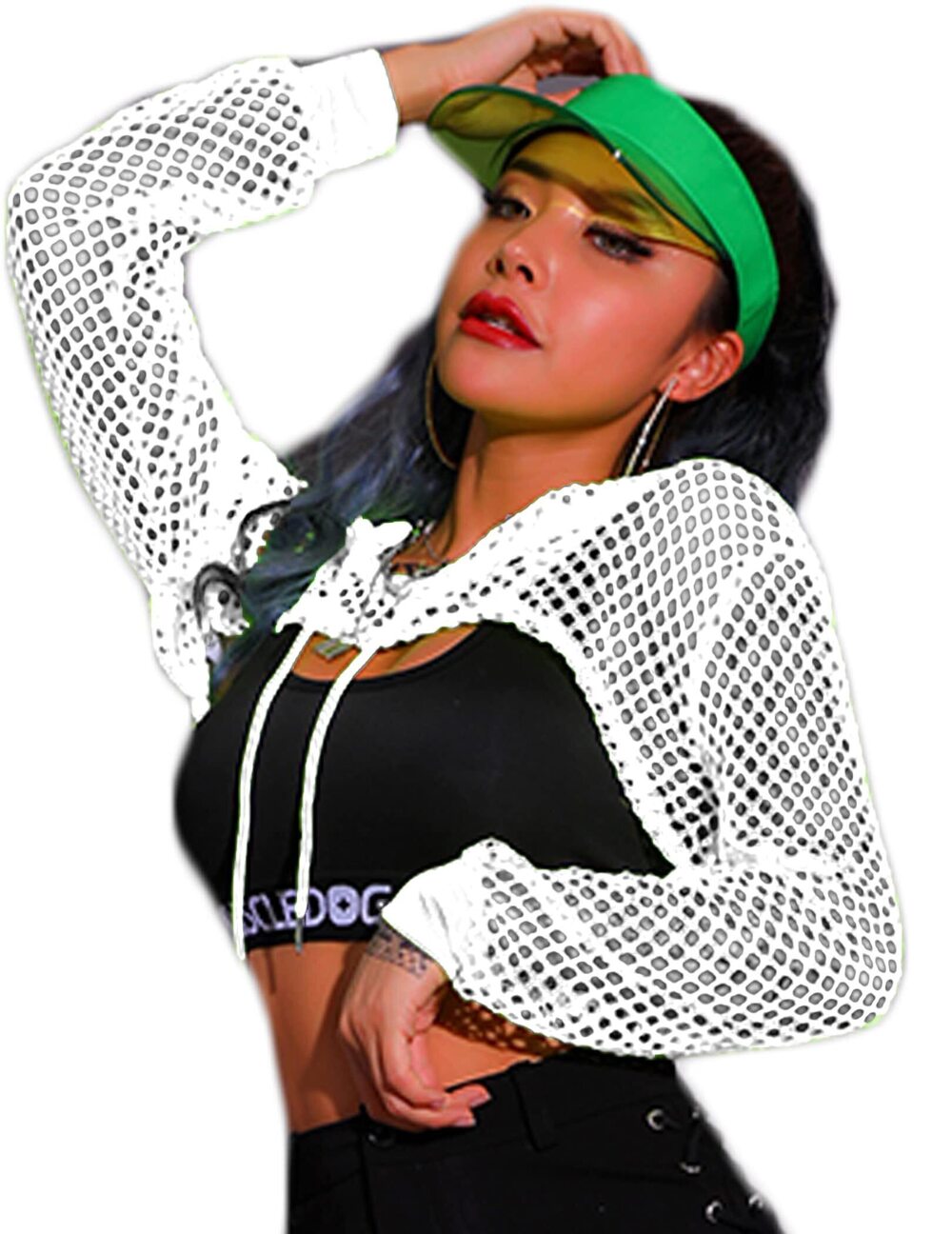 5481 Rave Outfits Mesh Crop Top T Shirts Sheer Tops Sexy Netted Crop Top